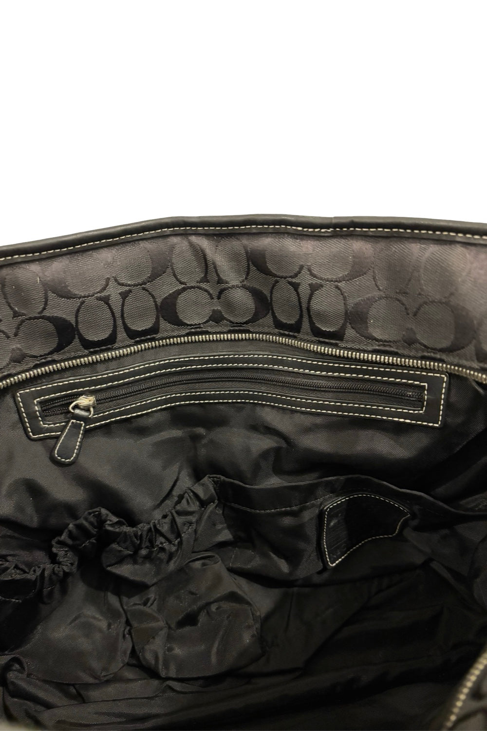Coach Black Signature XXL Weekender Sufflette Canvas & Leather Tote Shoulder Bag