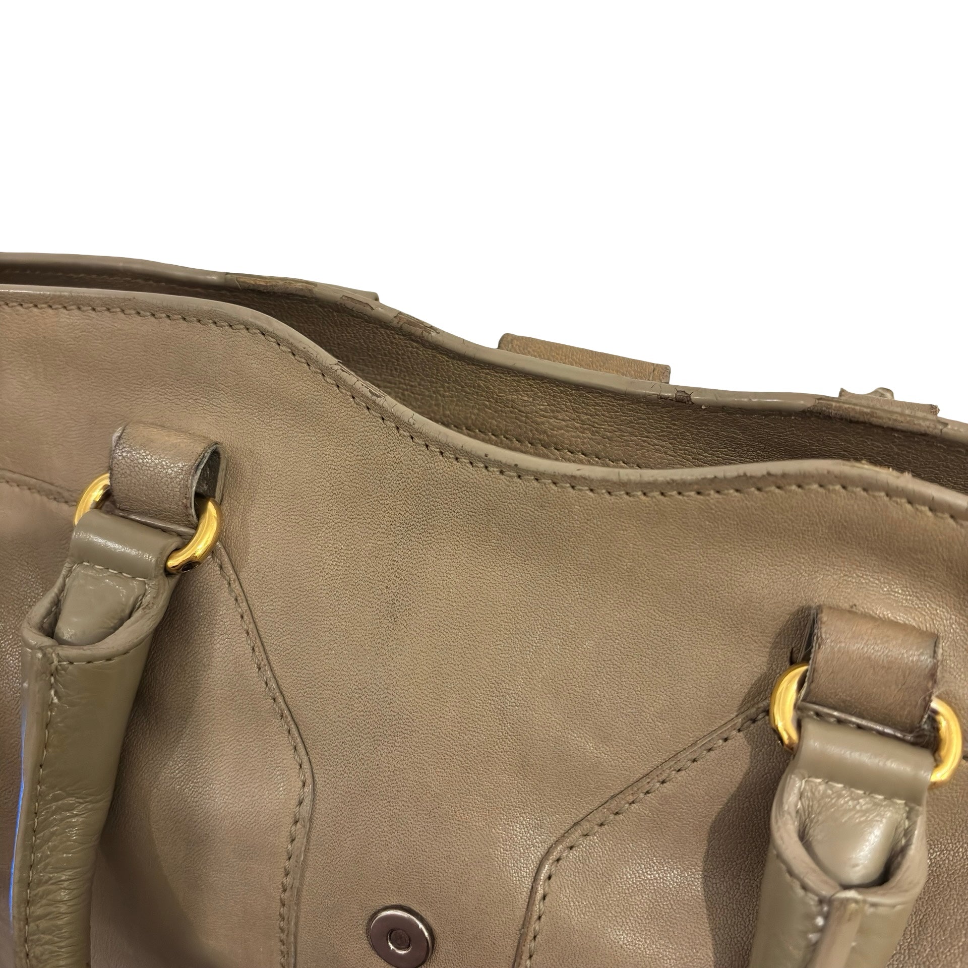 Yves Saint Laurent Beige Large Cabas Chyc Tote Vintage Shoulder Bag