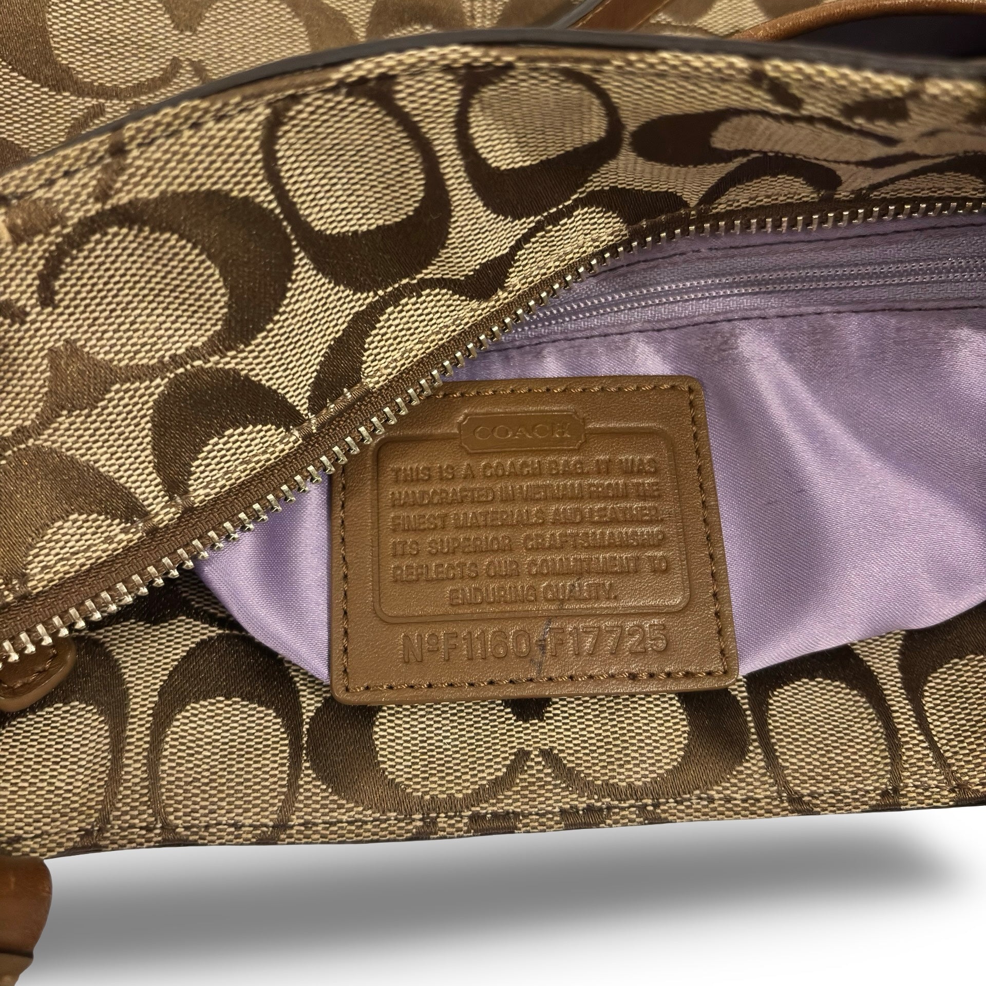 Coach Brown Signature Pleated Canvas & Leather Vintage City Tote Shoulder Bag