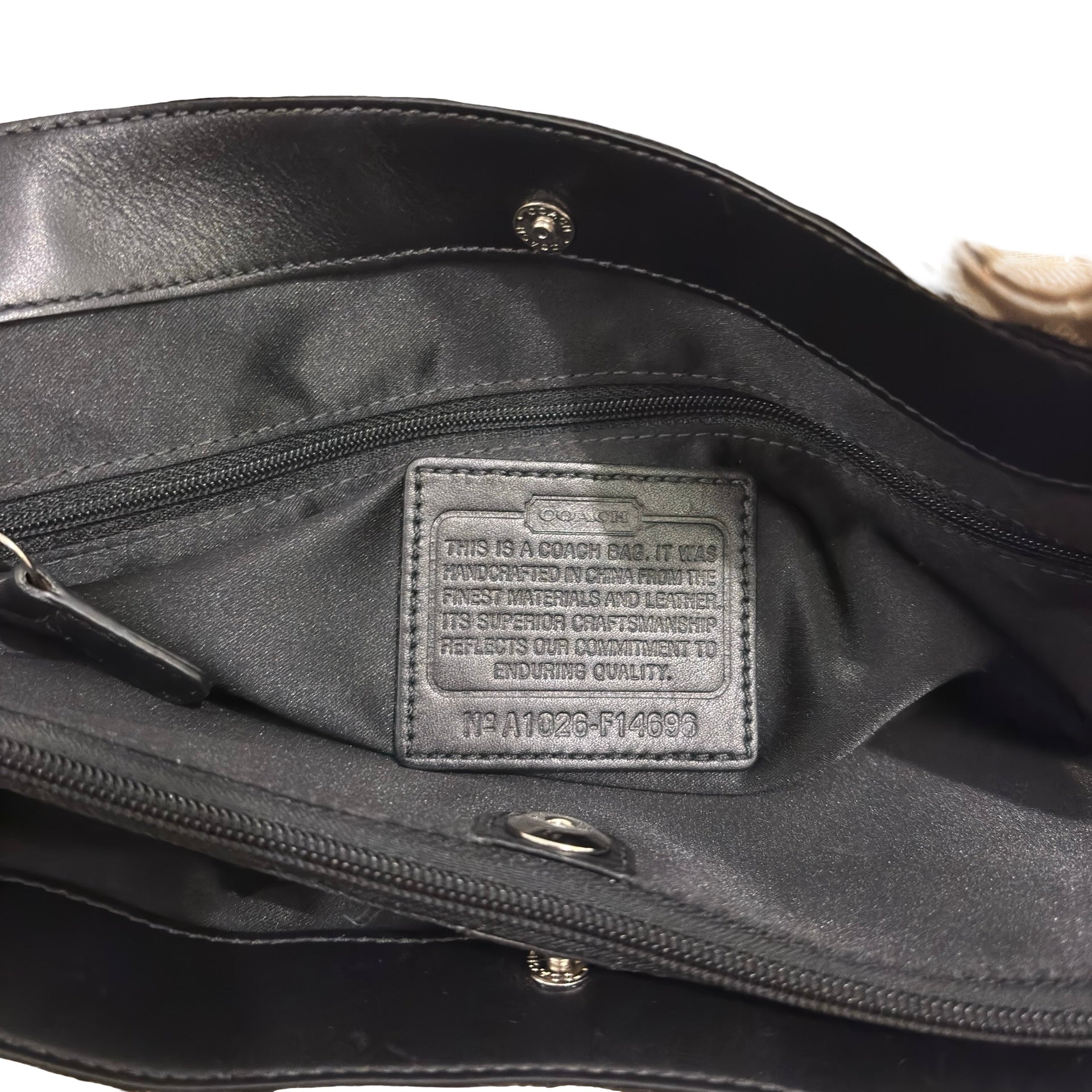 Coach 'Penelope' Signature Brown Canvas & Patent Leather Vintage Shoulder Bag
