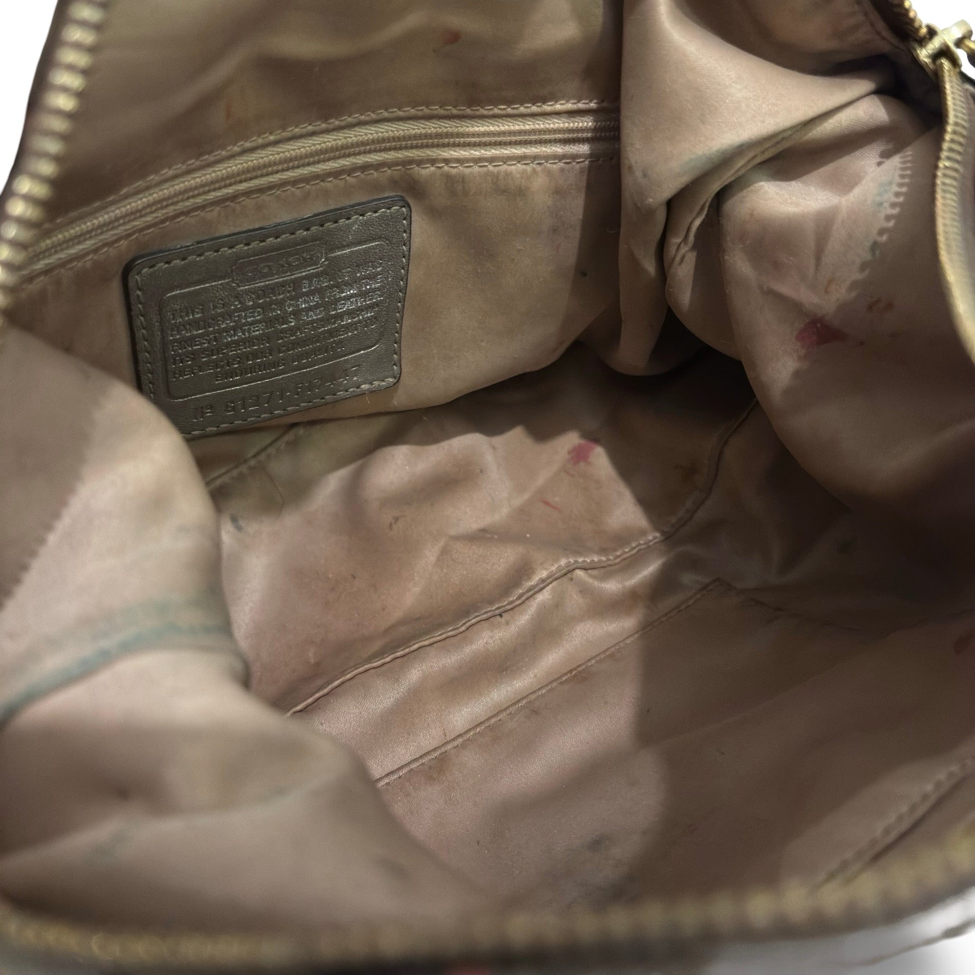 Coach Brown Ashley Signature Metallic Canvas & Leather Vintage Satchel Handbag