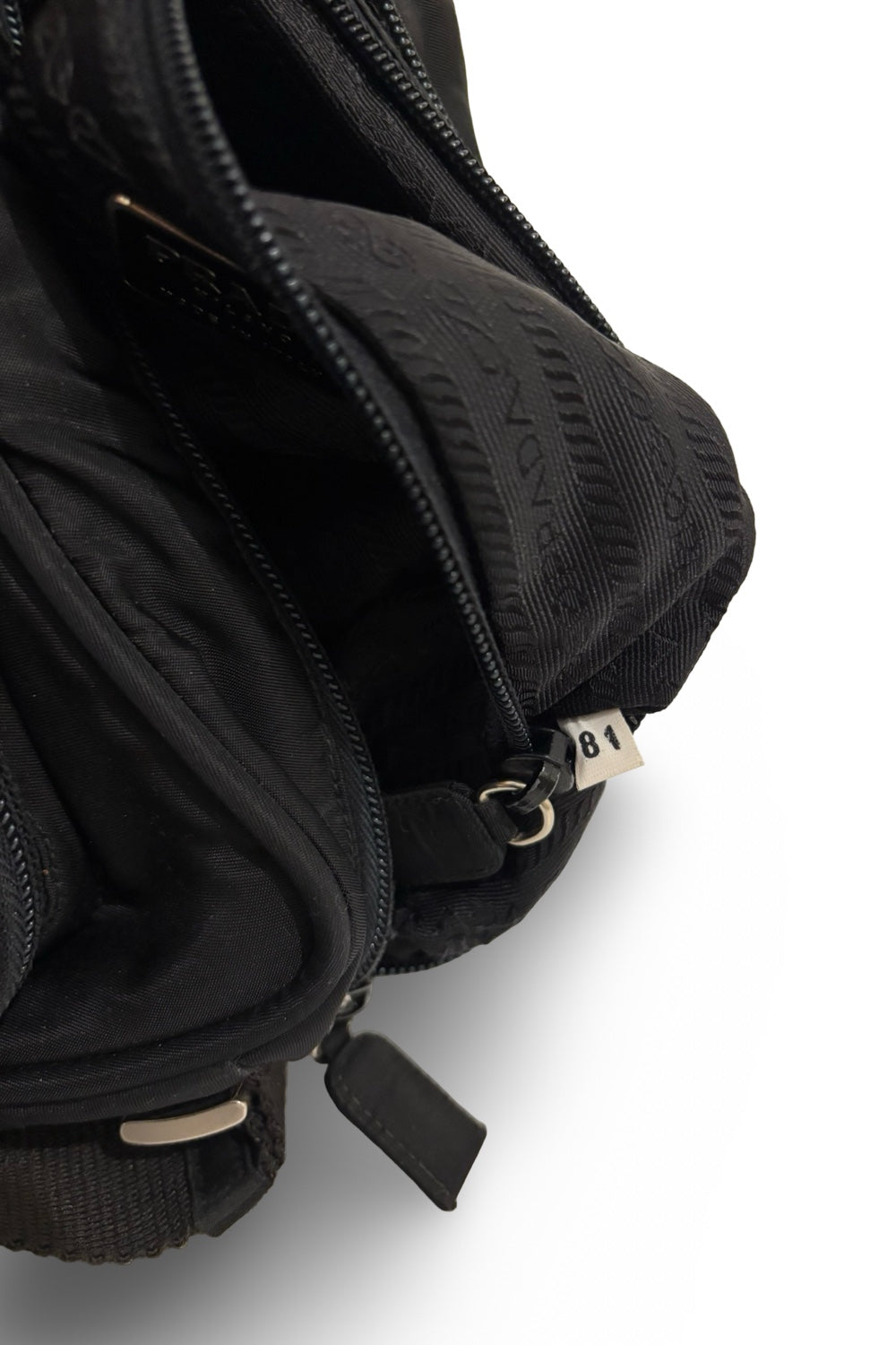 Prada Black Nylon Tessuto Vintage Silver Hardware  Padlock Crossbody / Shoulder Bag