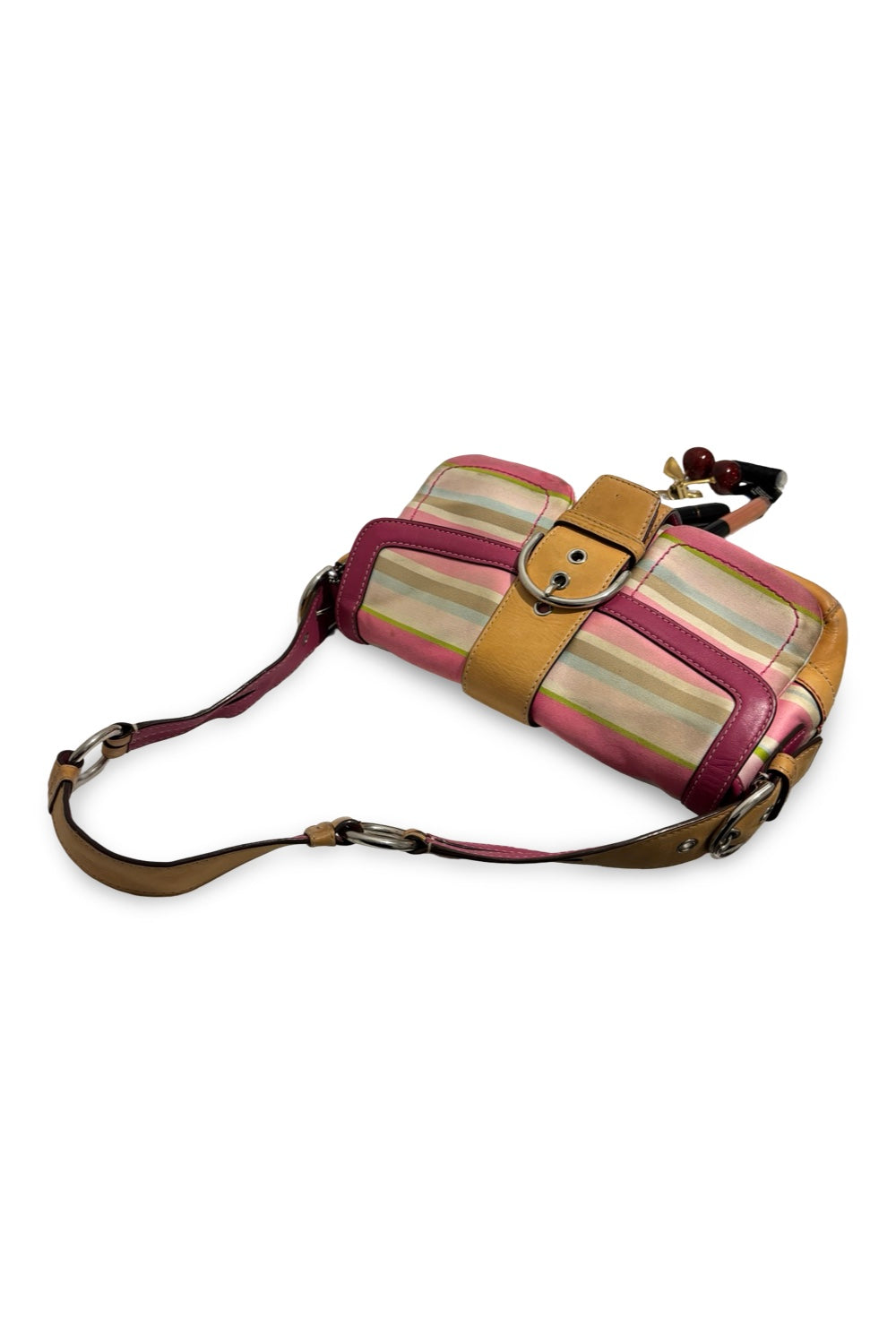 Coach Vintage Soho Hampton Sateen & Leather Pink  Brown Multicoloured Shoulder Bag