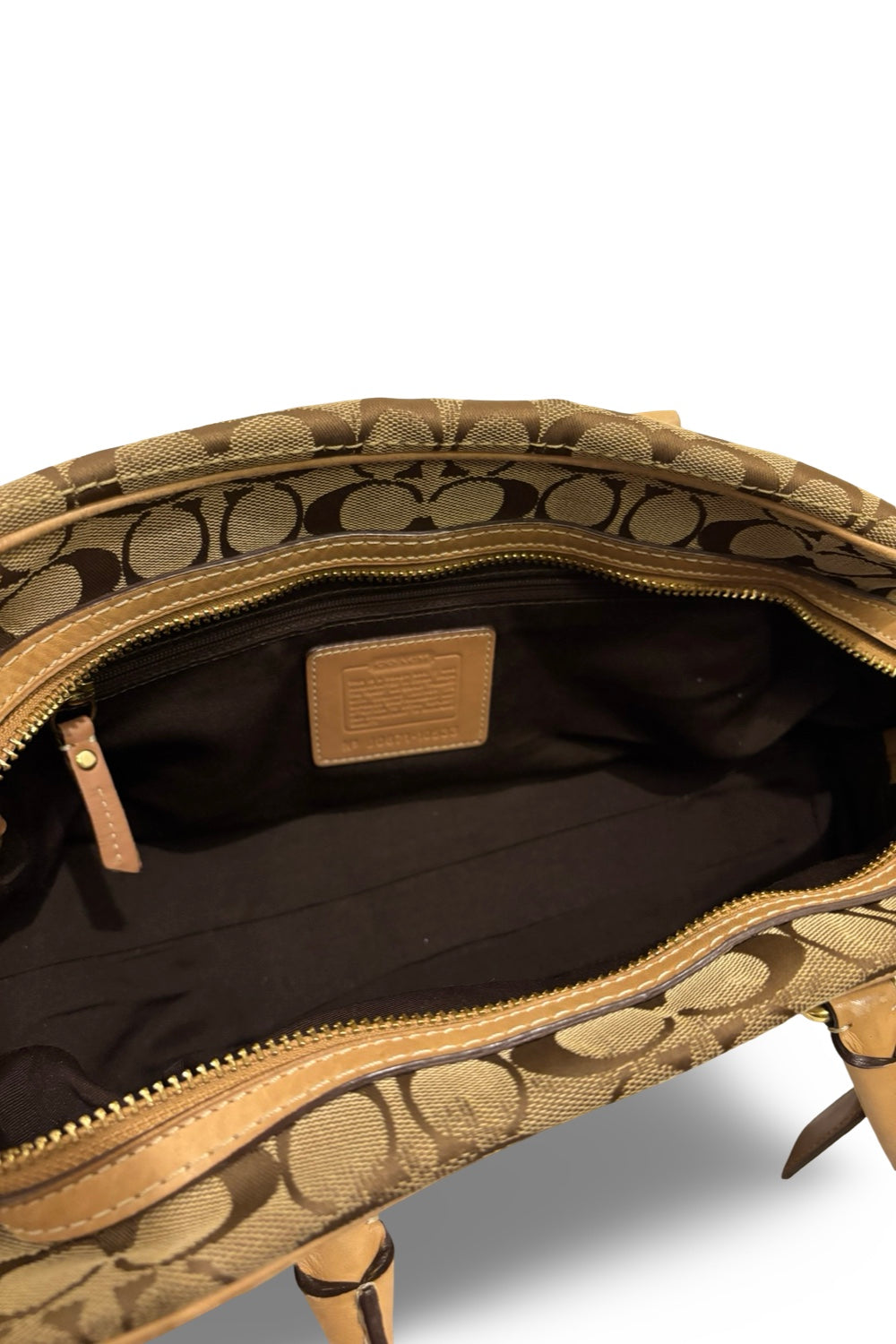 Coach Brown Signature Hampton Boston Canvas & Leather Vintage Shoulder Bag