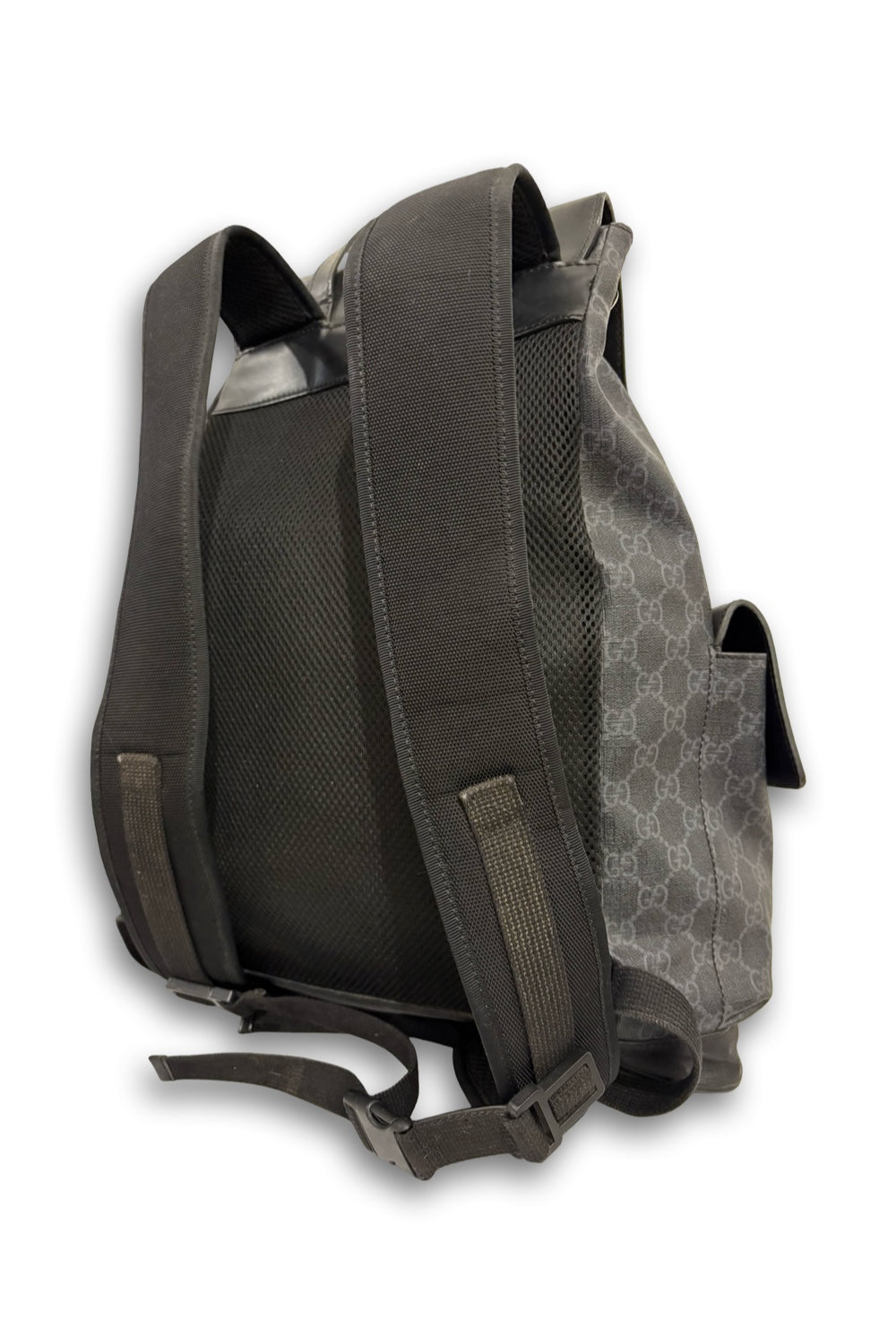 Gucci Black Signature GG Supreme Canvas & Leather Large Backpack