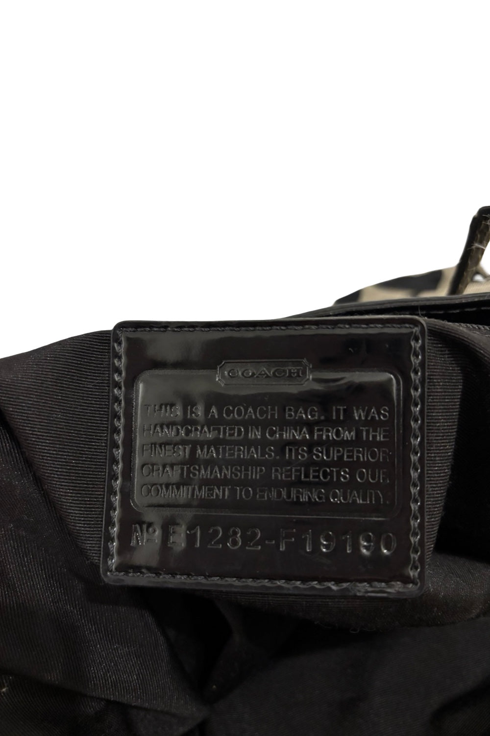 Coach Hampton Black & Grey Signature Canvas & Patent Leather Kiss lock Shoulder Bag