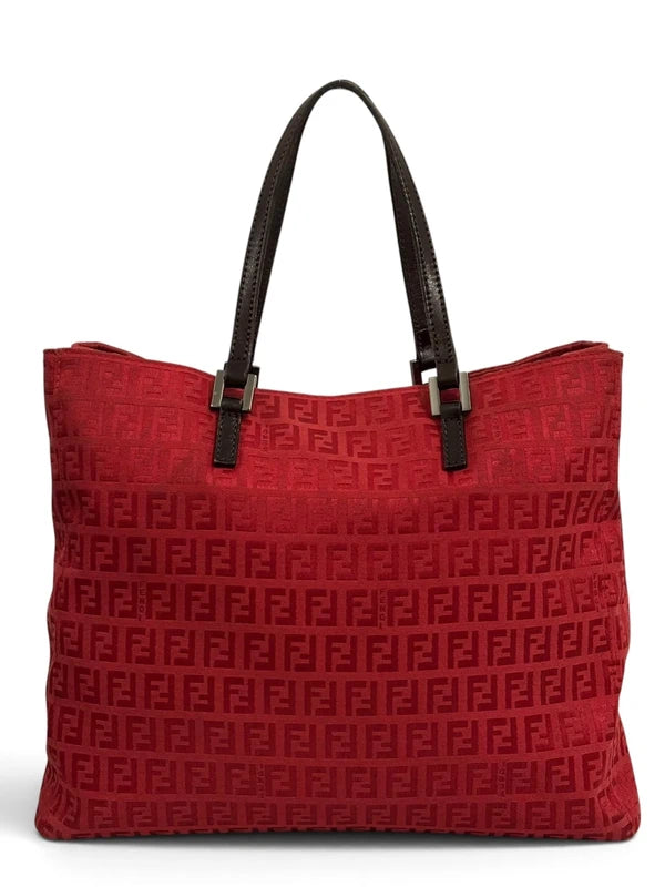 Vintage Fendi Bag Red Zucchino Monogram Tote 3677-8BH073