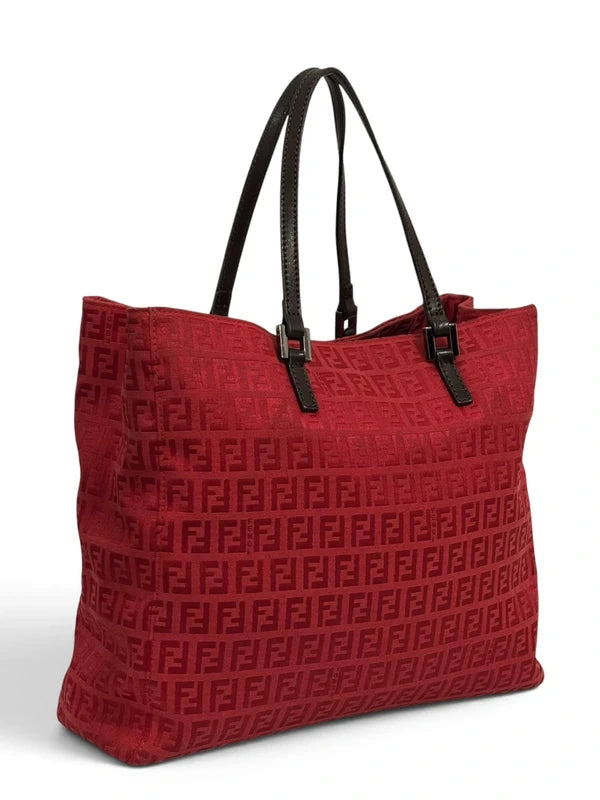 Vintage Fendi Bag Red Zucchino Monogram Tote 3677-8BH073