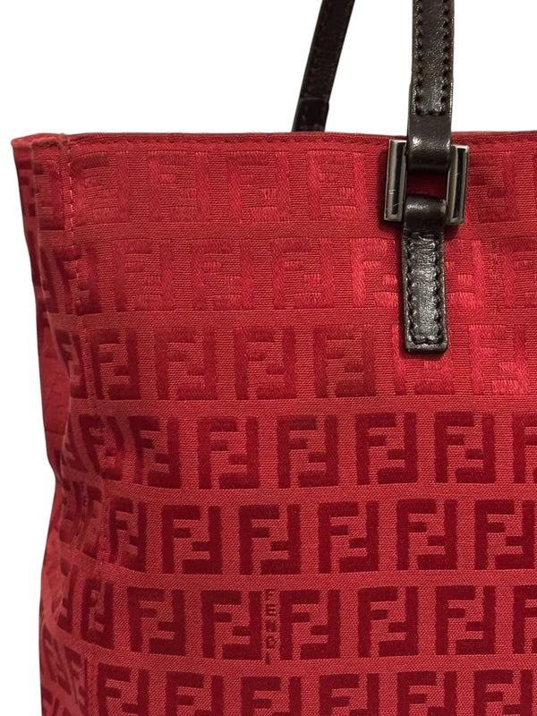 Vintage Fendi Bag Red Zucchino Monogram Tote 3677-8BH073