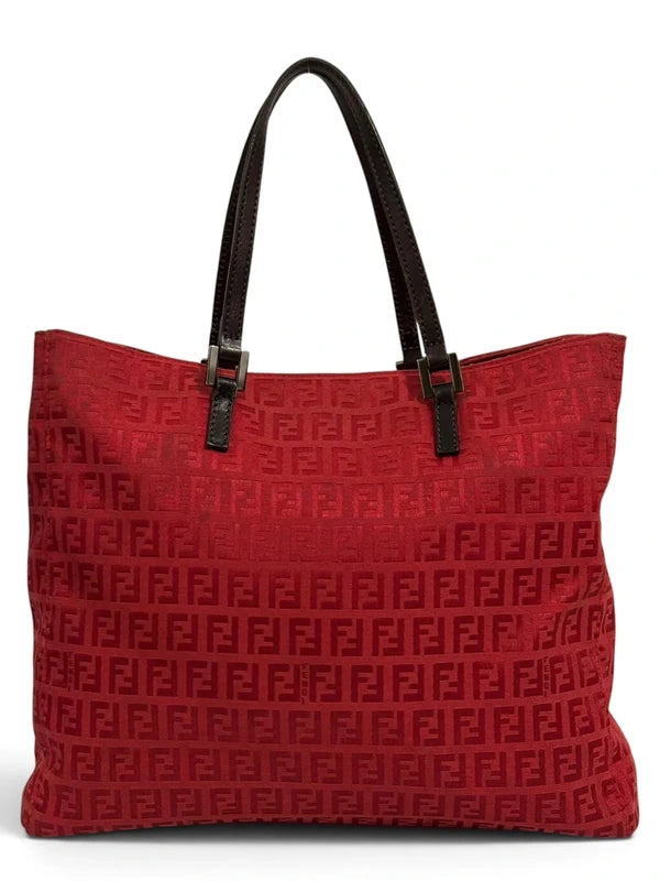 Vintage Fendi Bag Red Zucchino Monogram Tote 3677-8BH073