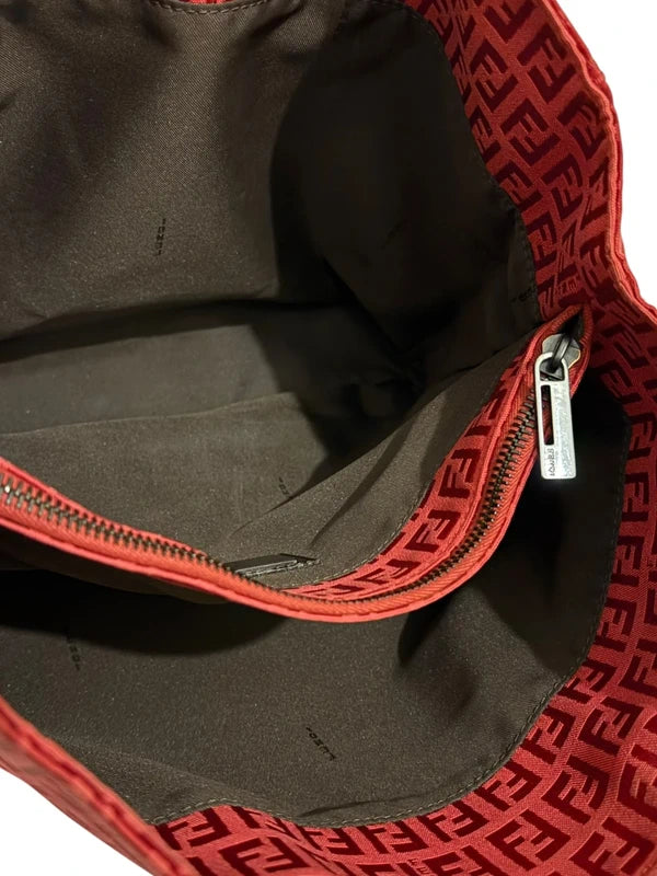 Vintage Fendi Bag Red Zucchino Monogram Tote 3677-8BH073
